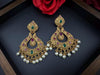 Amrapali inspired Premium Ruby and Green Pachi kundan Chand Bali in Matt Gold and Pearls designer Chandelier