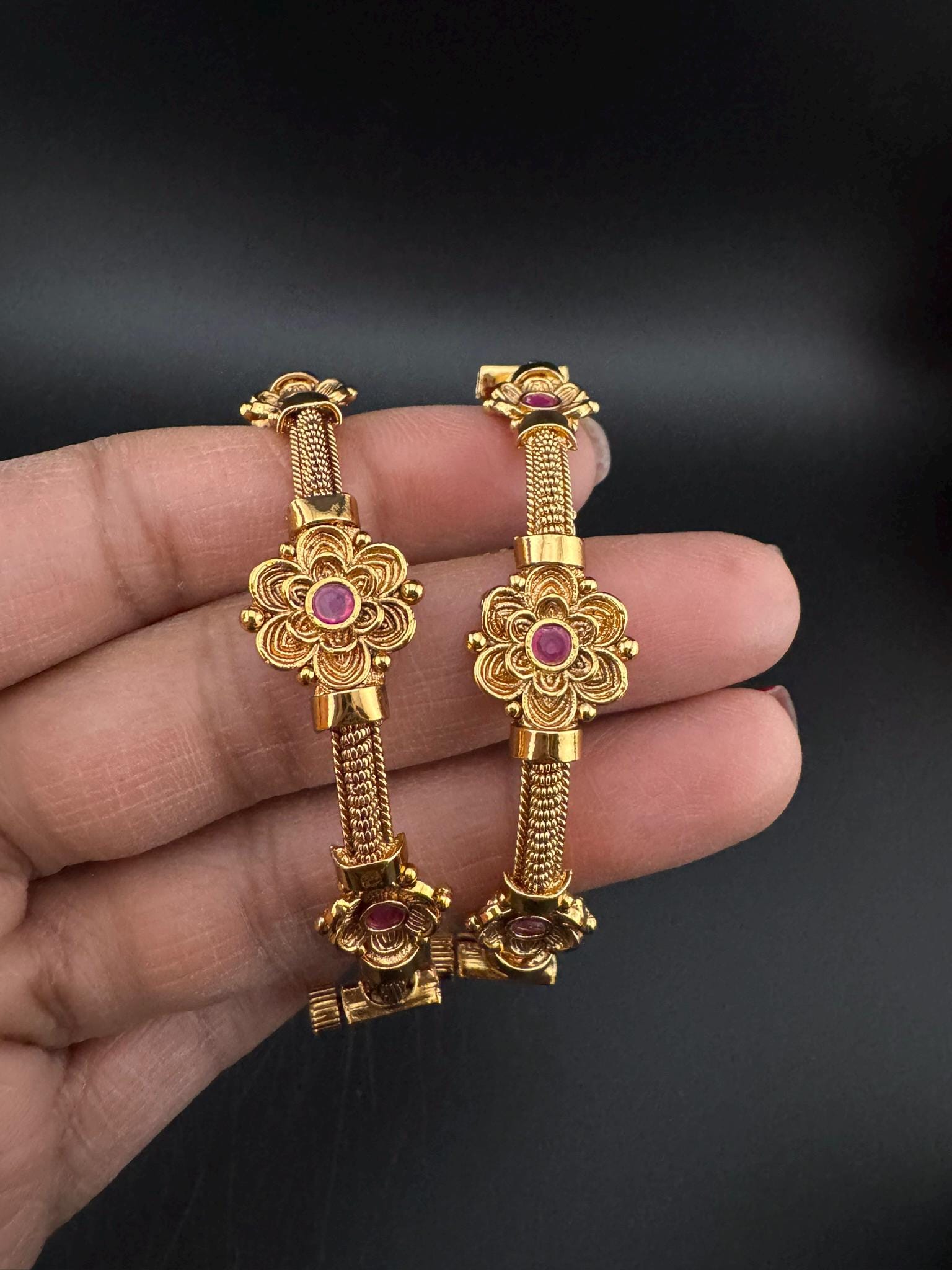 Openable Matt Gold Amrapali inspired Designer bangles set