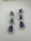 Premium Cubic Zirconia and Crystal stone in silver color Statement Long earrings