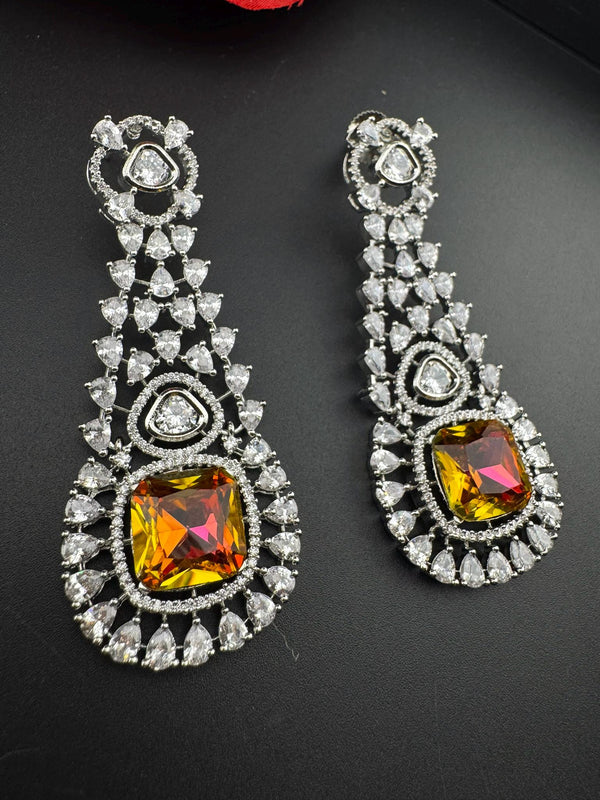 Premium Long Earring with Swarovski Crystals and Cubic Zirconia Chandelier earrings