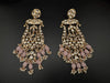 Tyaani inspired Premium Uncut Kundan, Pink Pearls, CZdesigner earrings/Long Chandelier earrings