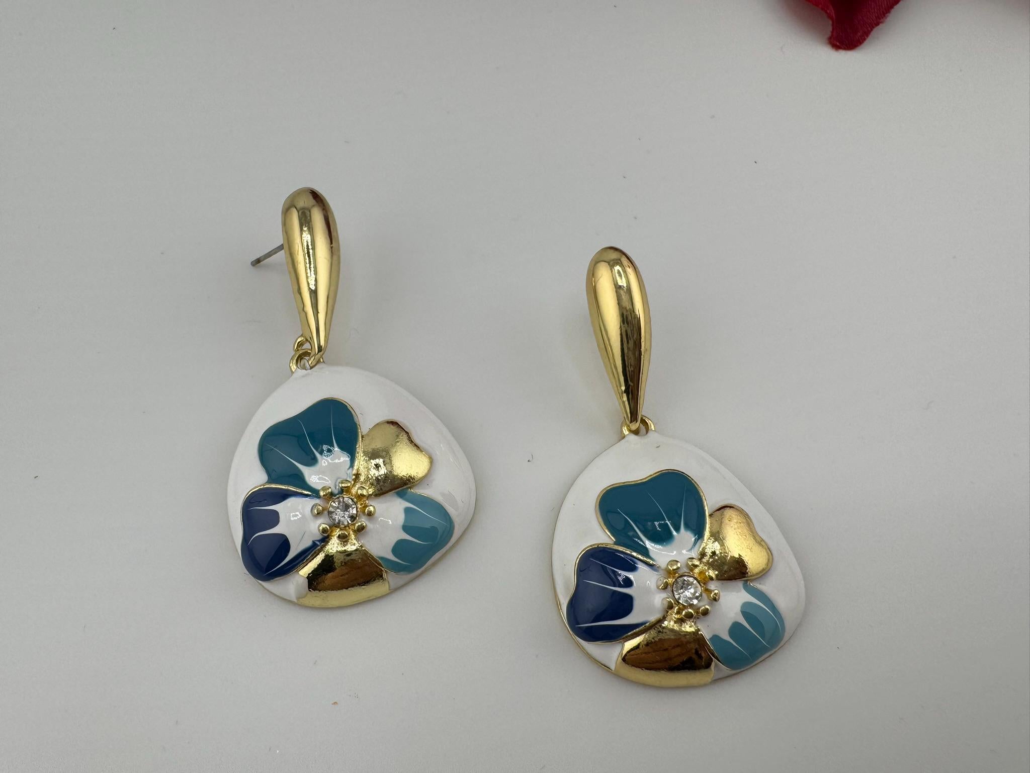 High Quality Premium Enamel and gold designer Drop earrings/Unique design earrings/statement Drop/Indian Jewelry/High Gloss Enamel earring