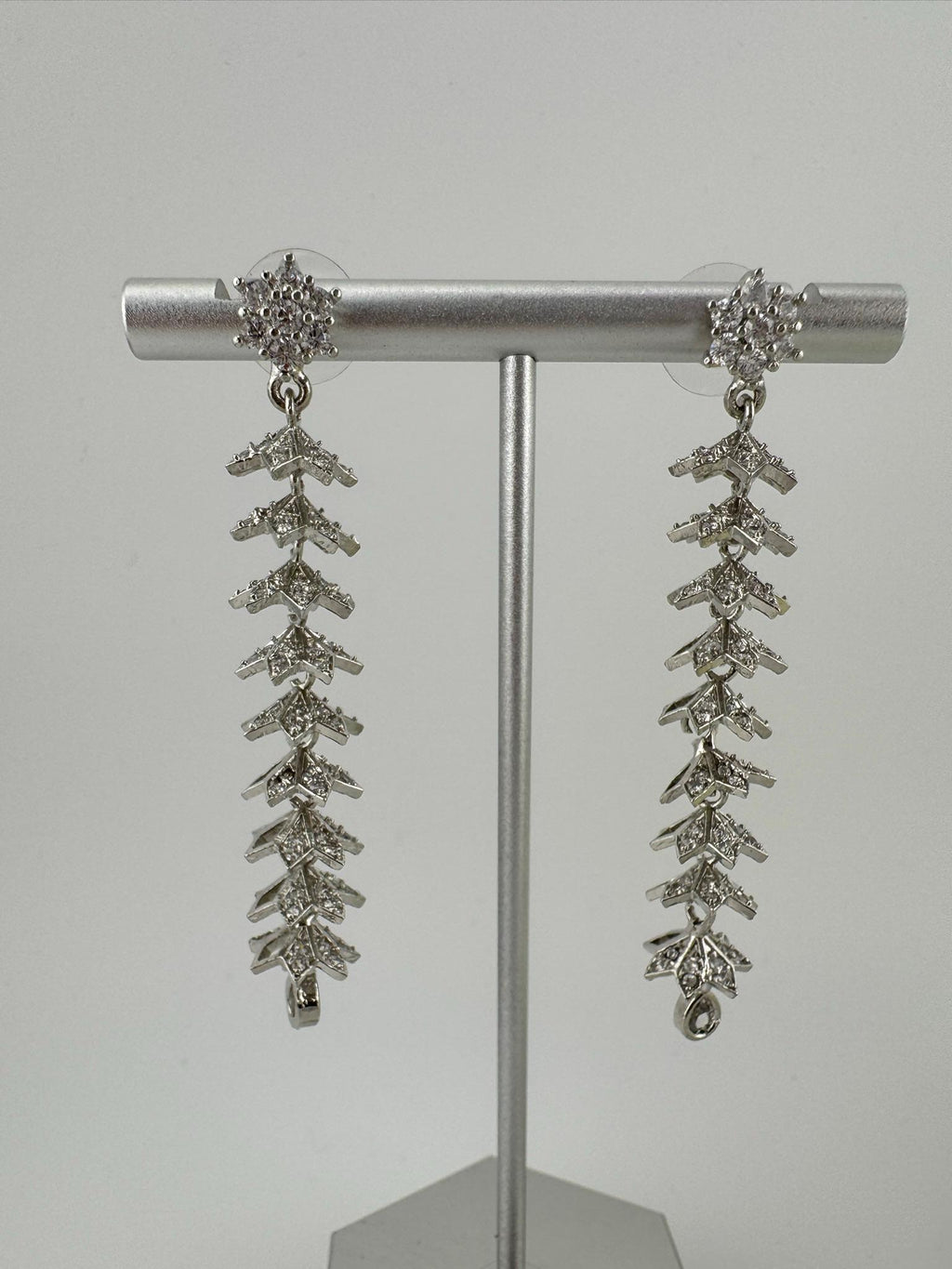 Premium Long Earring in Cubic Zirconia / Set of small jhumkis in long earrings