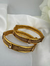 Amrapali inspired Designer Openable bangles in Matt Gold and stones, set of 2