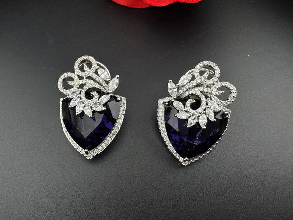Premium Cubic Zirconia and Crystal stone in silver Polish Statement Studs earrings