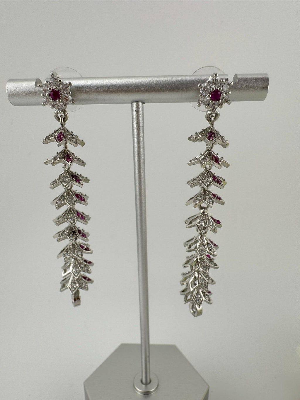 Premium Long Earring in Cubic Zirconia / Set of small jhumkis in long earrings