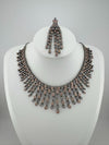 Unique Premium Victorian American Diamond, Cubic Zirconia Bridal Necklace with long earrings