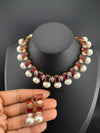 Premium American Diamond, Cubic Zirconia, Stones, Gold Plated, Pearls Necklace set with earrings