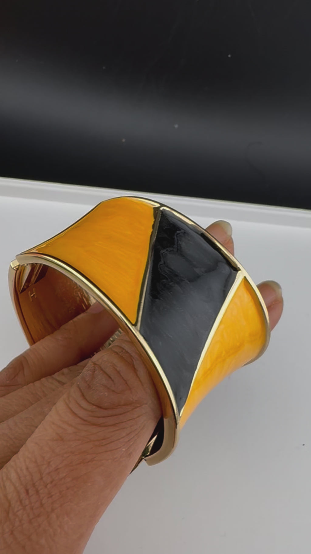 Openable Cuff Bracelet in Enamel and gold polish is Designer inspired Broad bangle/Indian Bracelet/Everyday Bracelet/Fits upto 2.6"