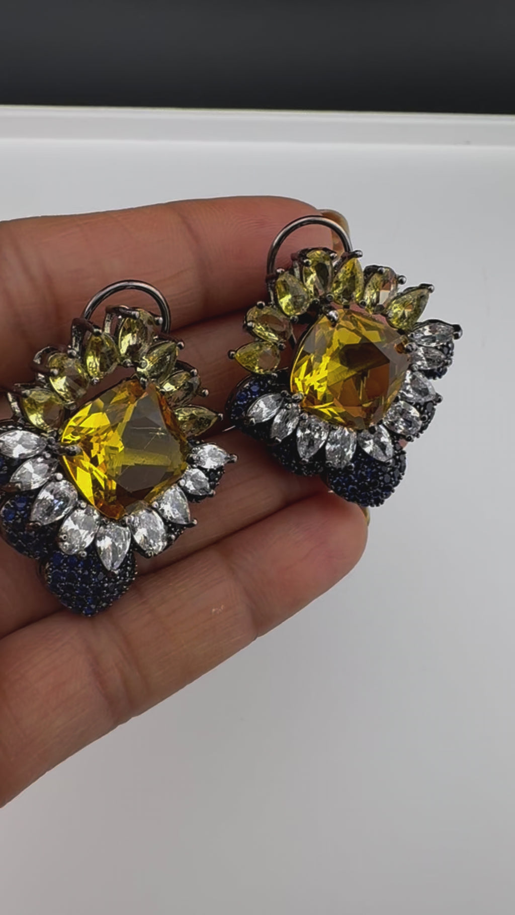 Premium Bow Cubic Zirconia and Swarovski Crystal stone in gold color Studs earrings