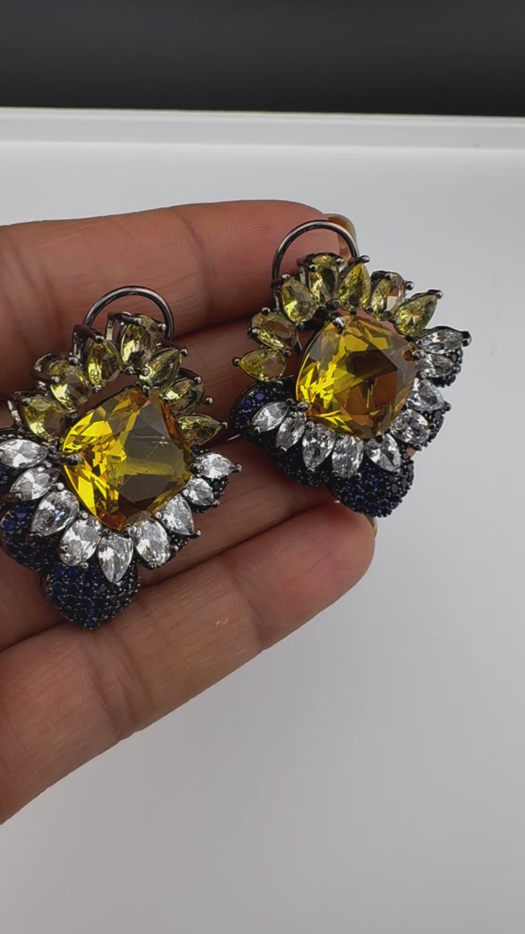 Premium Bow Cubic Zirconia and Swarovski Crystal stone in gold color Studs earrings