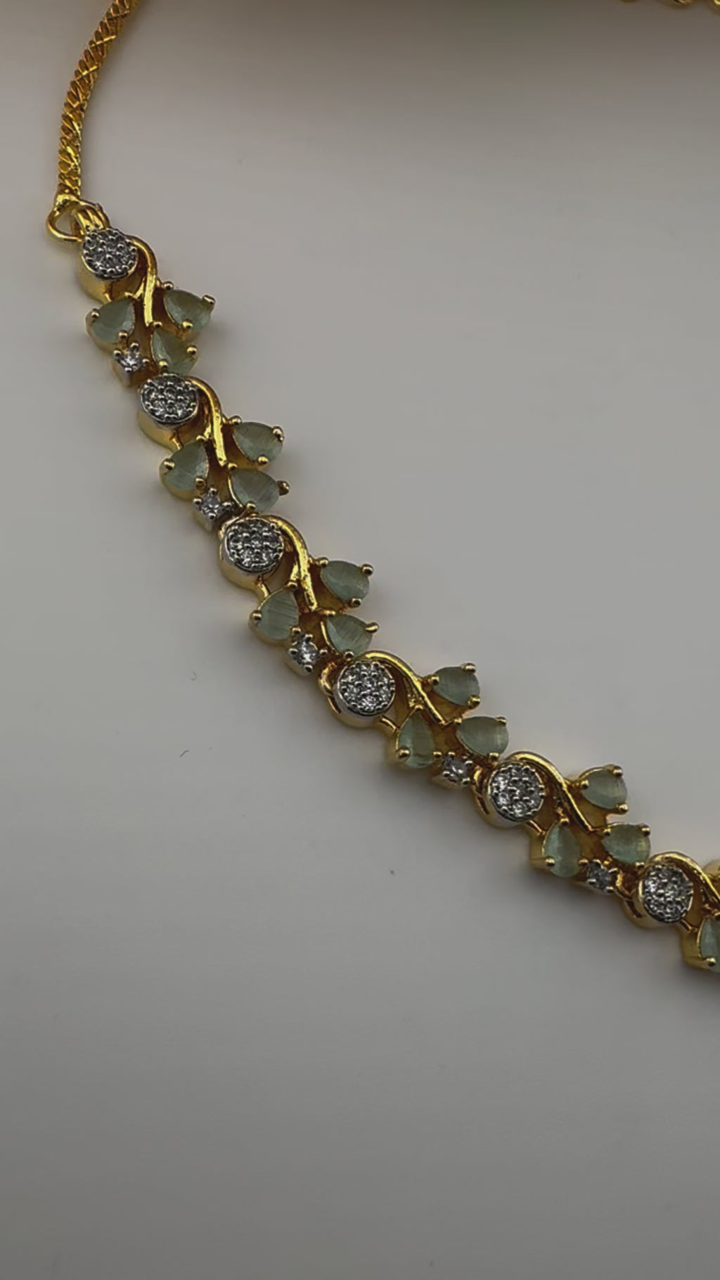 Premium American Diamond, Cubic Zirconia, Stones, Gold Polish, Flower Necklace set with earrings