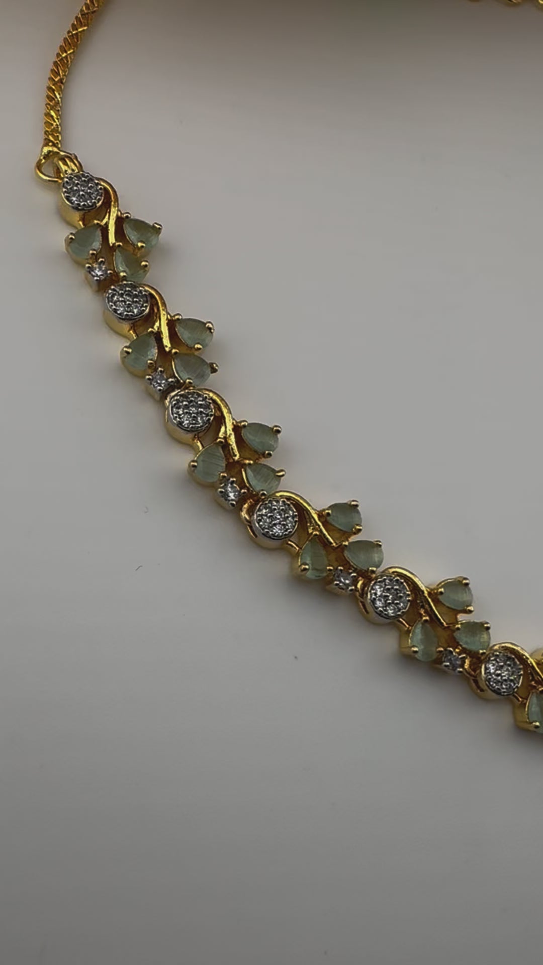 Premium American Diamond, Cubic Zirconia, Stones, Gold Polish, Flower Necklace set with earrings