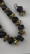 Premium Quality fusion Long Necklace with Enamel, natural and Onyx Beads with dangle earrings/Contemporary long Necklace set/Party/everyday