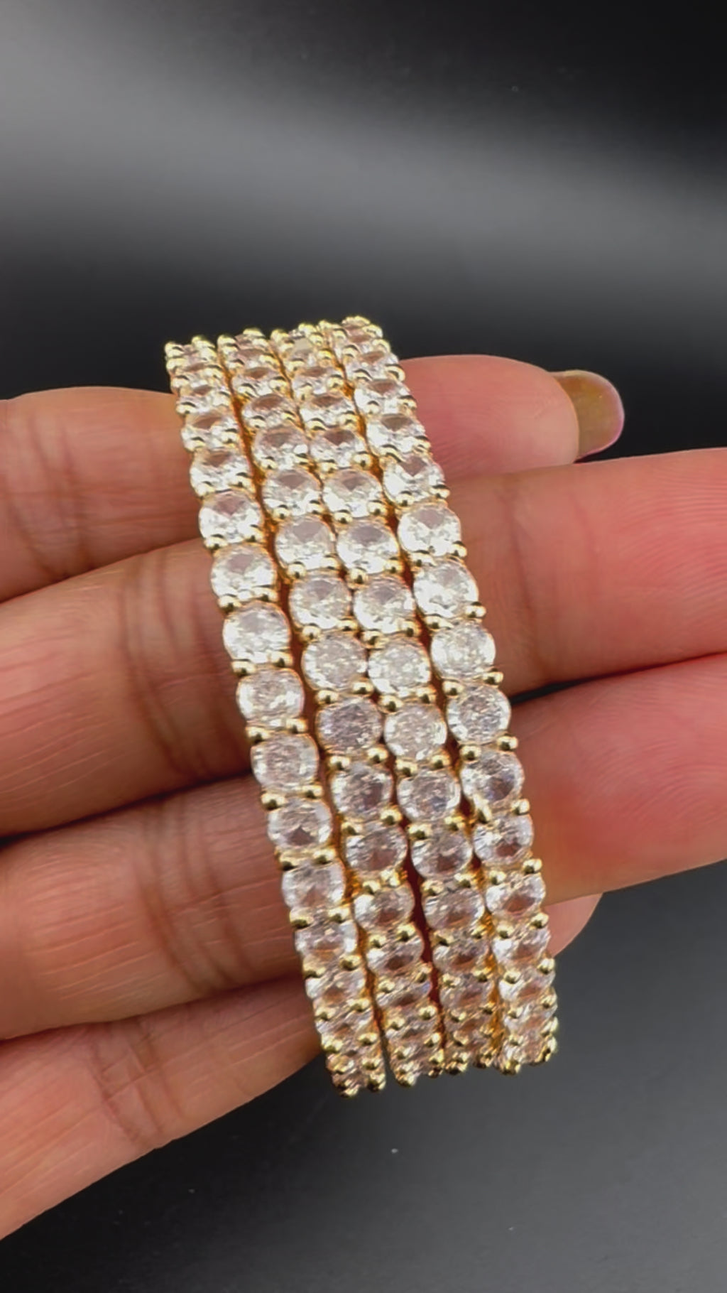 Gold and Silver Cubic Zirconia bangle is Designer inspired bangles set of 4/Indian Kada set