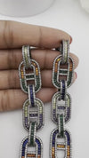 Unique Nano Setting Cubic Zirconia Multicolor Long Earrings