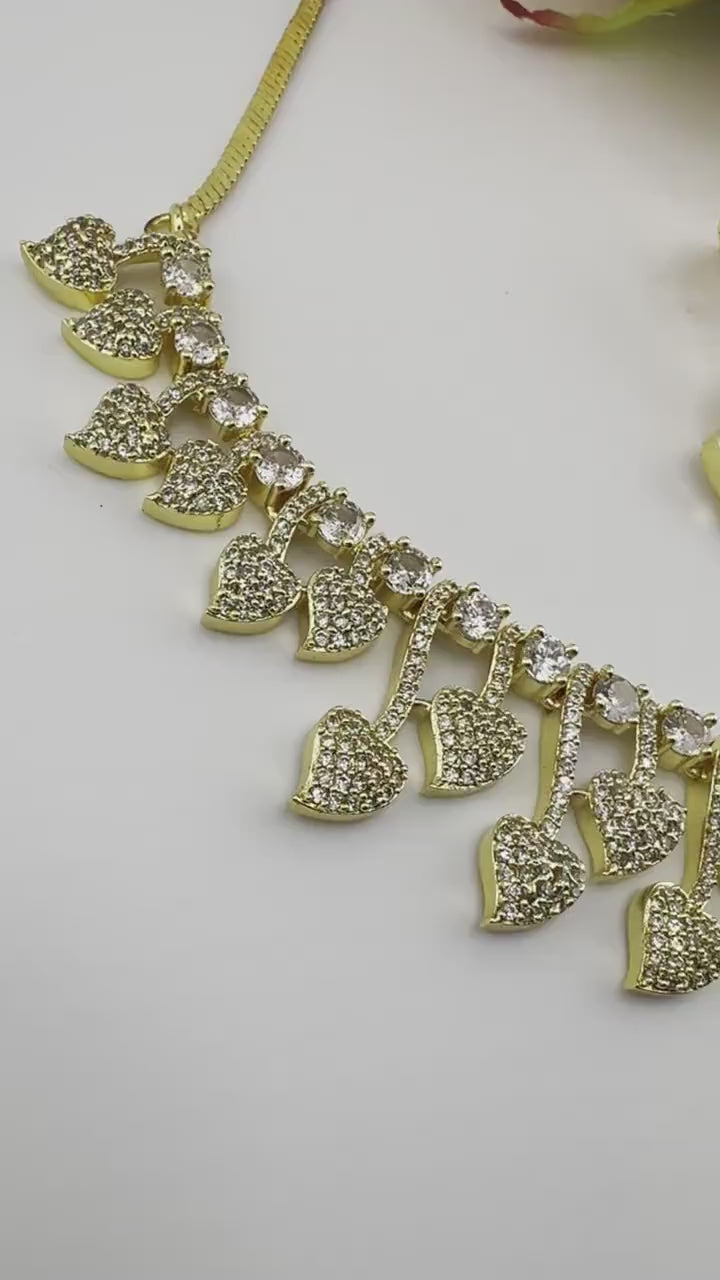 Premium Quality American Diamond, Cubic Zirconia Gold Necklace set
