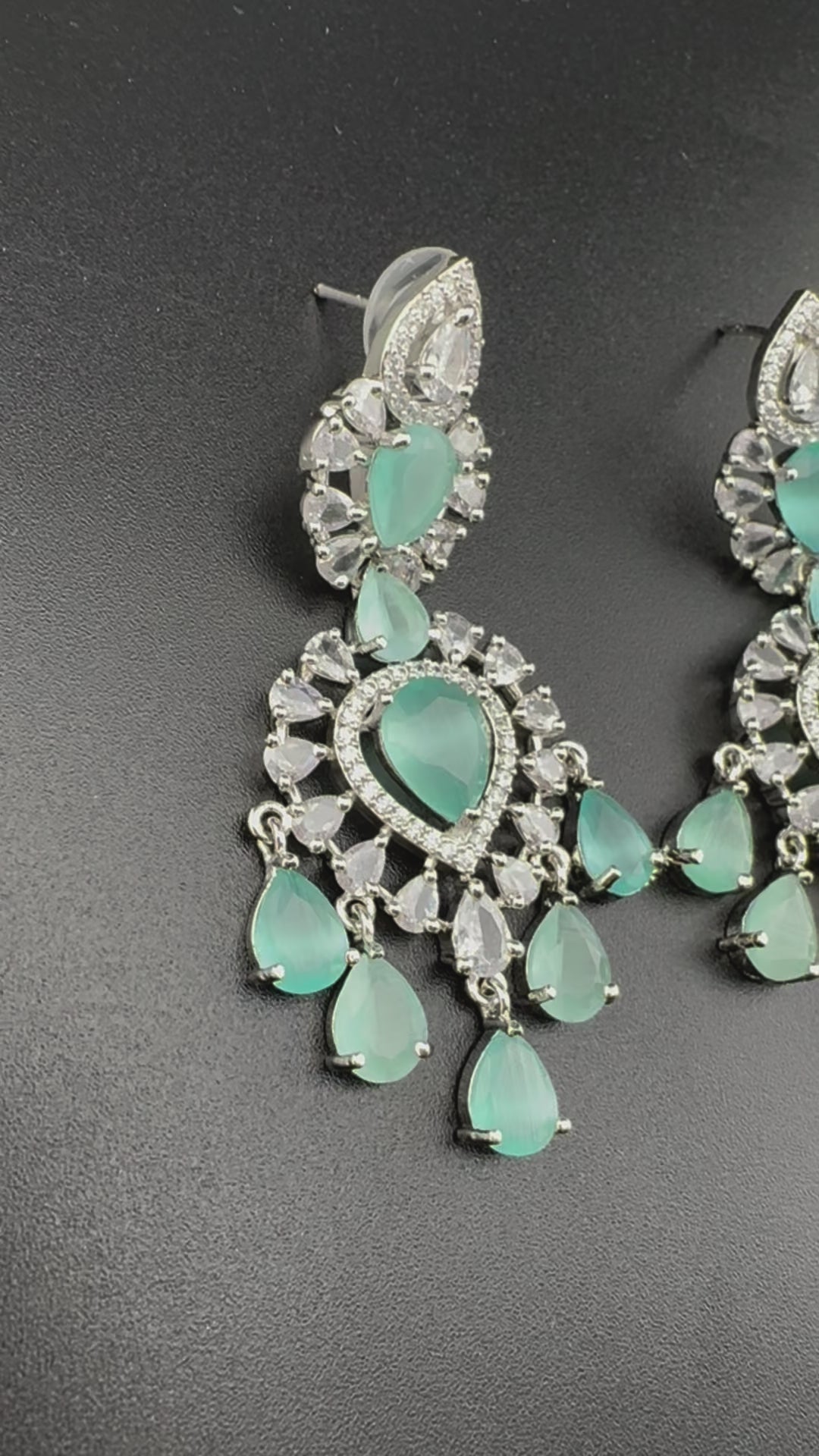 Premium Cubic Zirconia with Crystals and Stones is designer Inspired Statement Drop Dangle Long earring/Chand bali