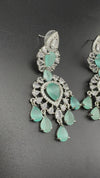 Premium Cubic Zirconia with Crystals and Stones is designer Inspired Statement Drop Dangle Long earring/Chand bali
