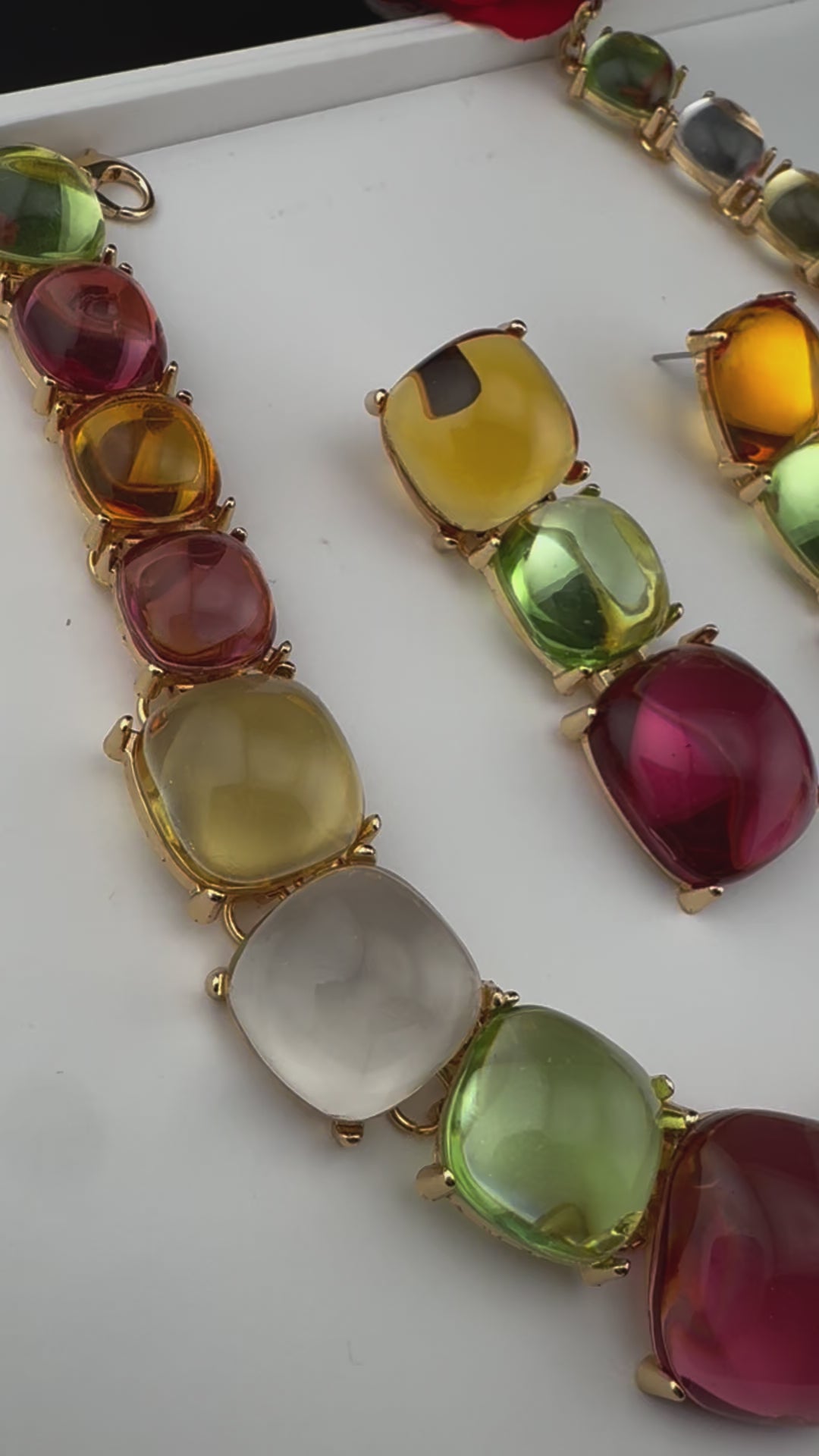 Premium Quality Modern Chunky Necklace with long chunky earrings/Contemporary Necklace set/Party/everyday wear/Indian Jewelry/Multicolor set