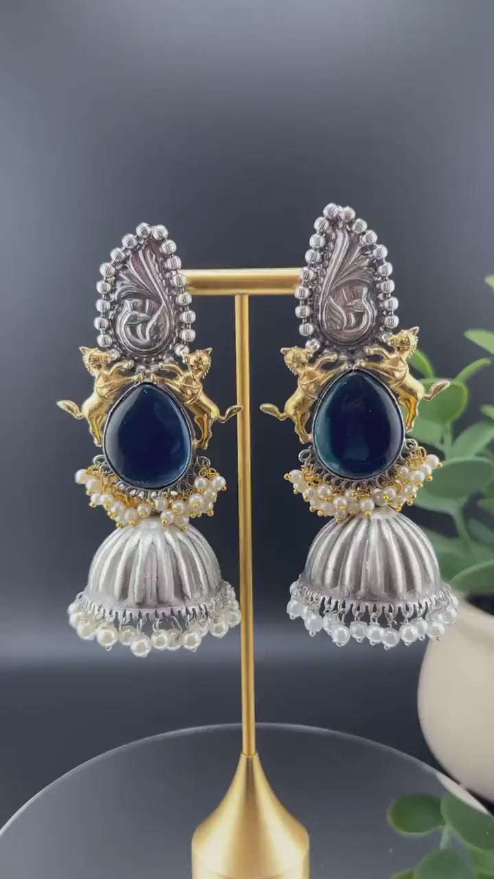 Oxidized German Silver Premium Long Jhumka
