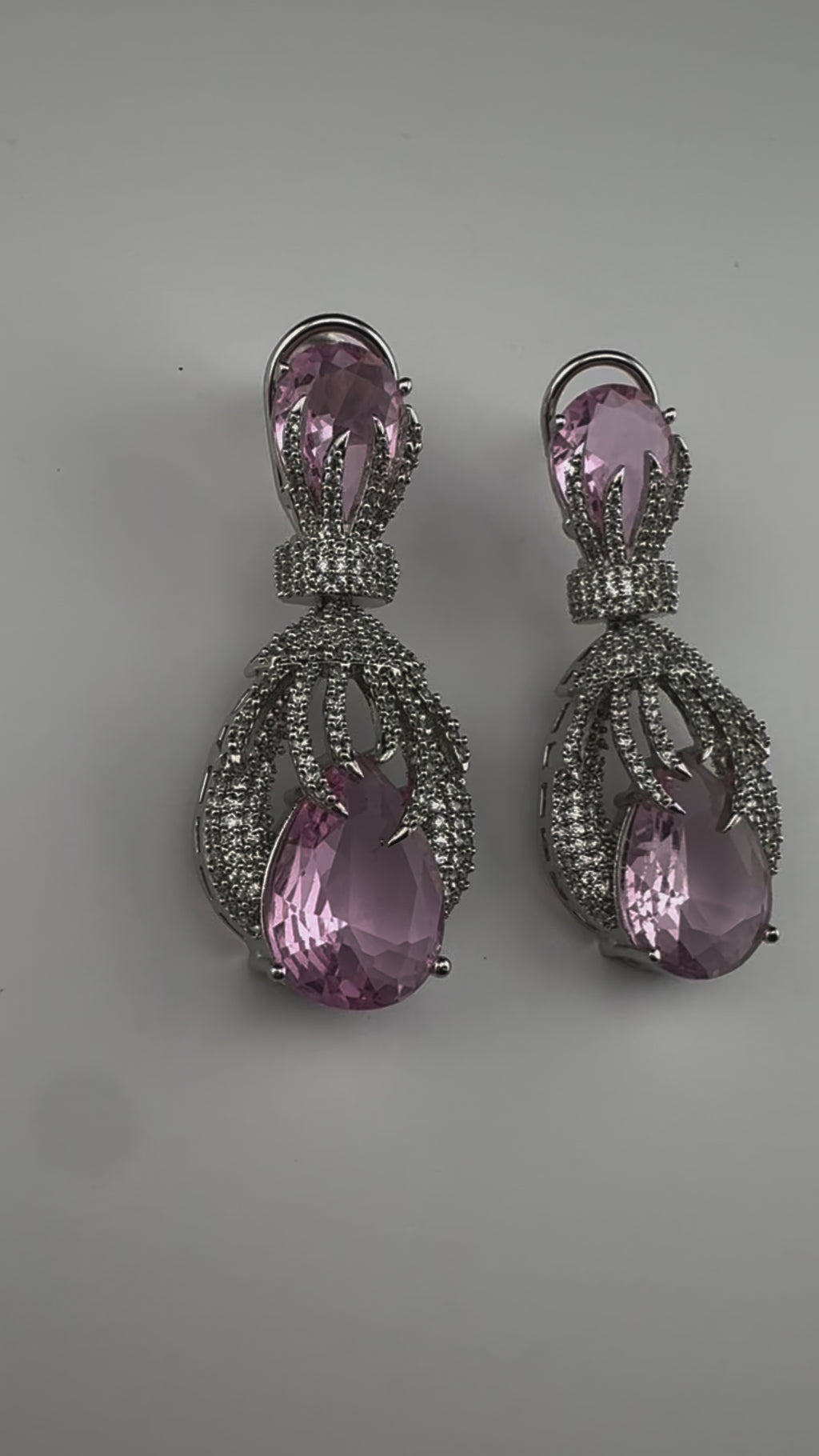 Premium Nano Setting Cubic Zirconia Chandelier earrings with Black Stone