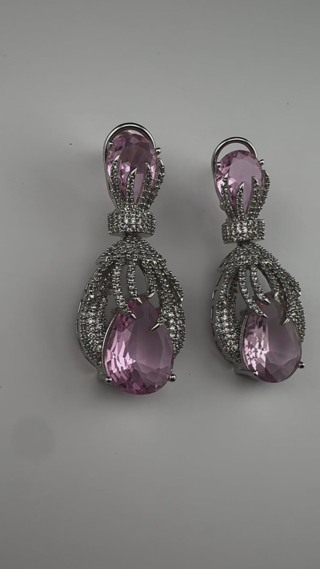 Premium Nano Setting Cubic Zirconia Chandelier earrings with Black Stone