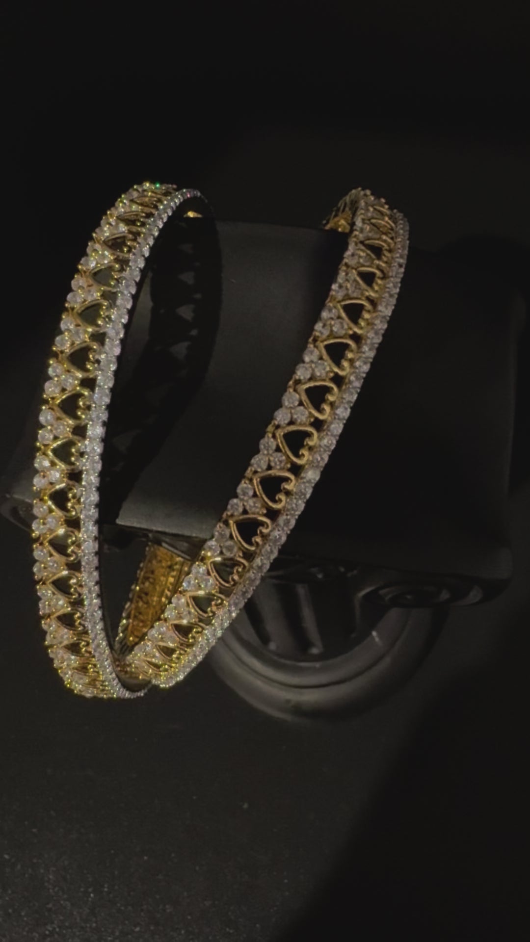 Gold Polki and Cubic Zirconia bangle is Designer inspired bangles set of 2