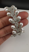 Premium Silver Color Bracelet with Pearls, Cubic Zirconia Openable is Designer inspired Bracelet bangles/Indian Kada/Wedding jewelry/Bangle