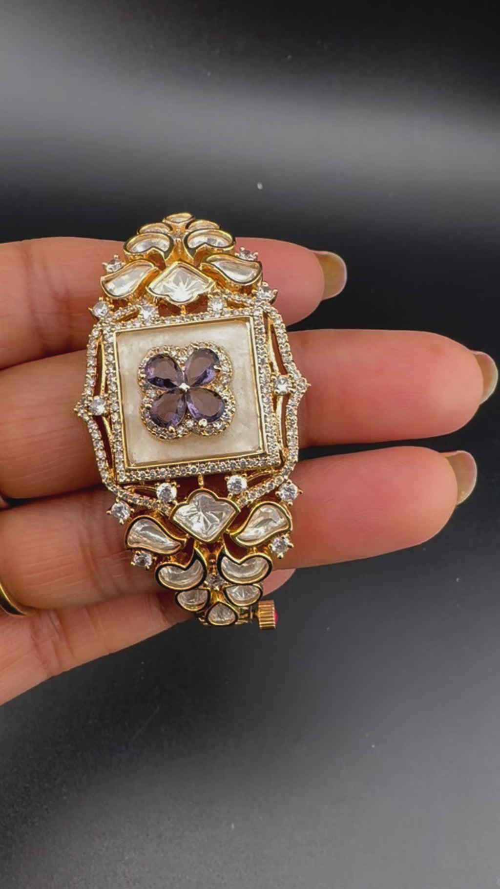 Premium Quality Moissanite Kundan, cubic zirconia is Designer inspired Bracelet