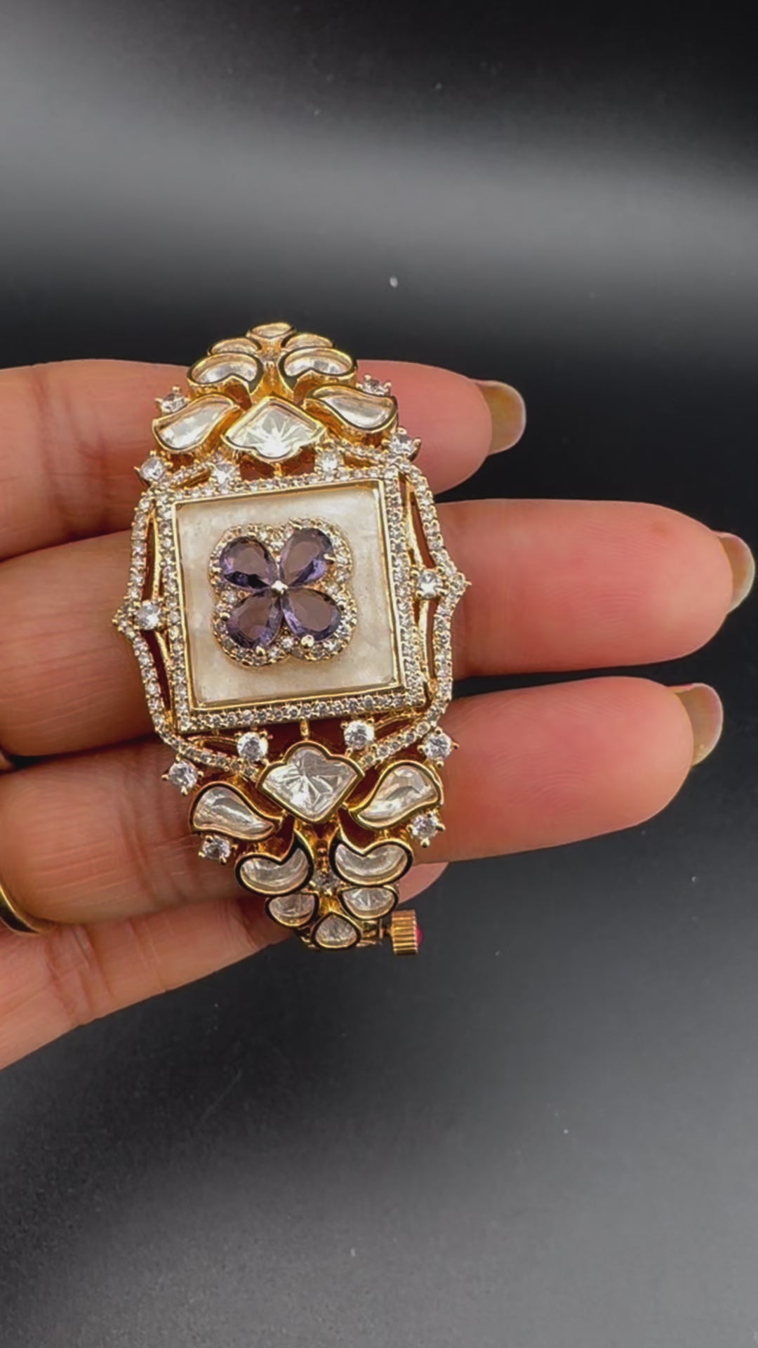 Premium Quality Moissanite Kundan, cubic zirconia is Designer inspired Bracelet