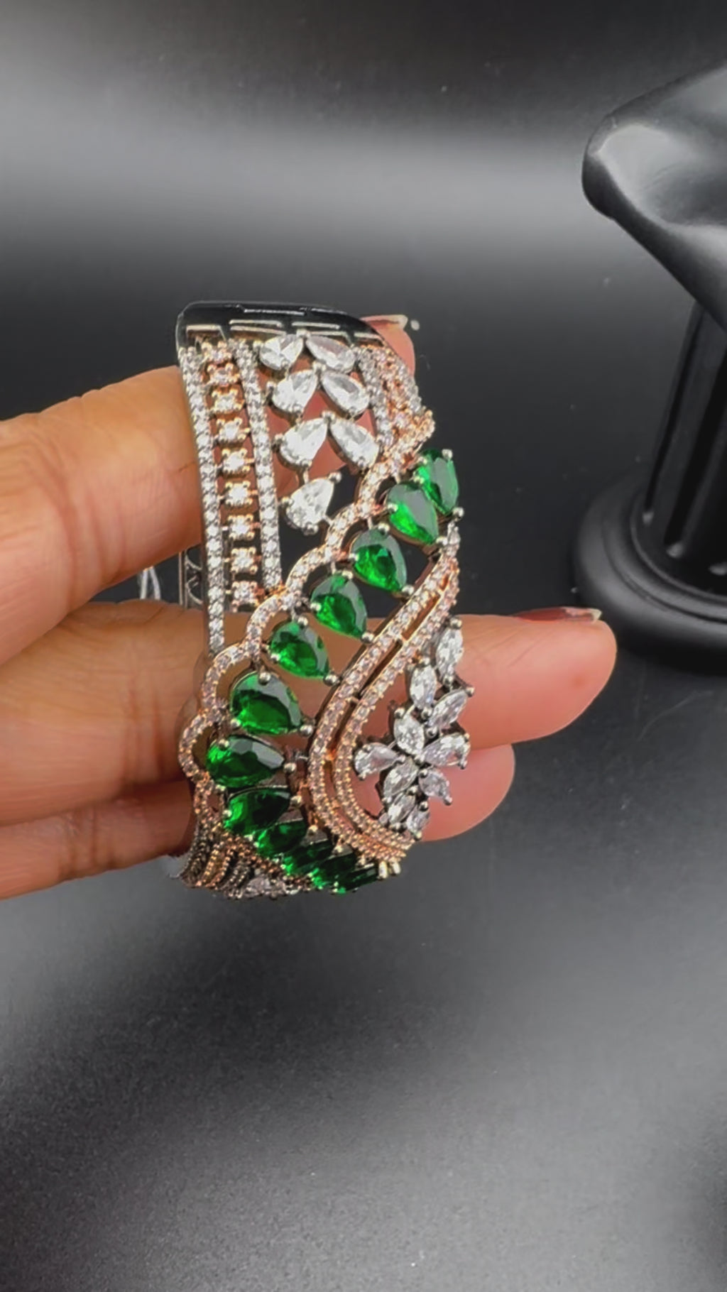 Victorian/Rose Gold Openable Designer bracelet with crystal stones, Cubic Zirconia in unique Nano setting