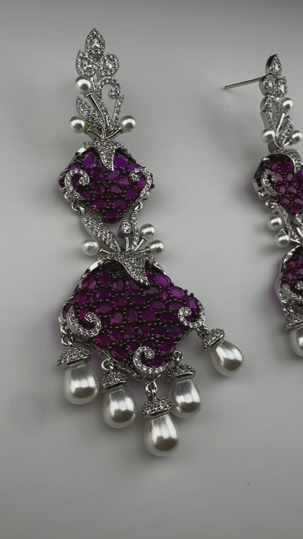 Premium 3D Nano Setting Cubic Zirconia with Pearls is designer Inspired Statement Drop Dangle Long earring