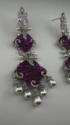 Premium 3D Nano Setting Cubic Zirconia with Pearls is designer Inspired Statement Drop Dangle Long earring
