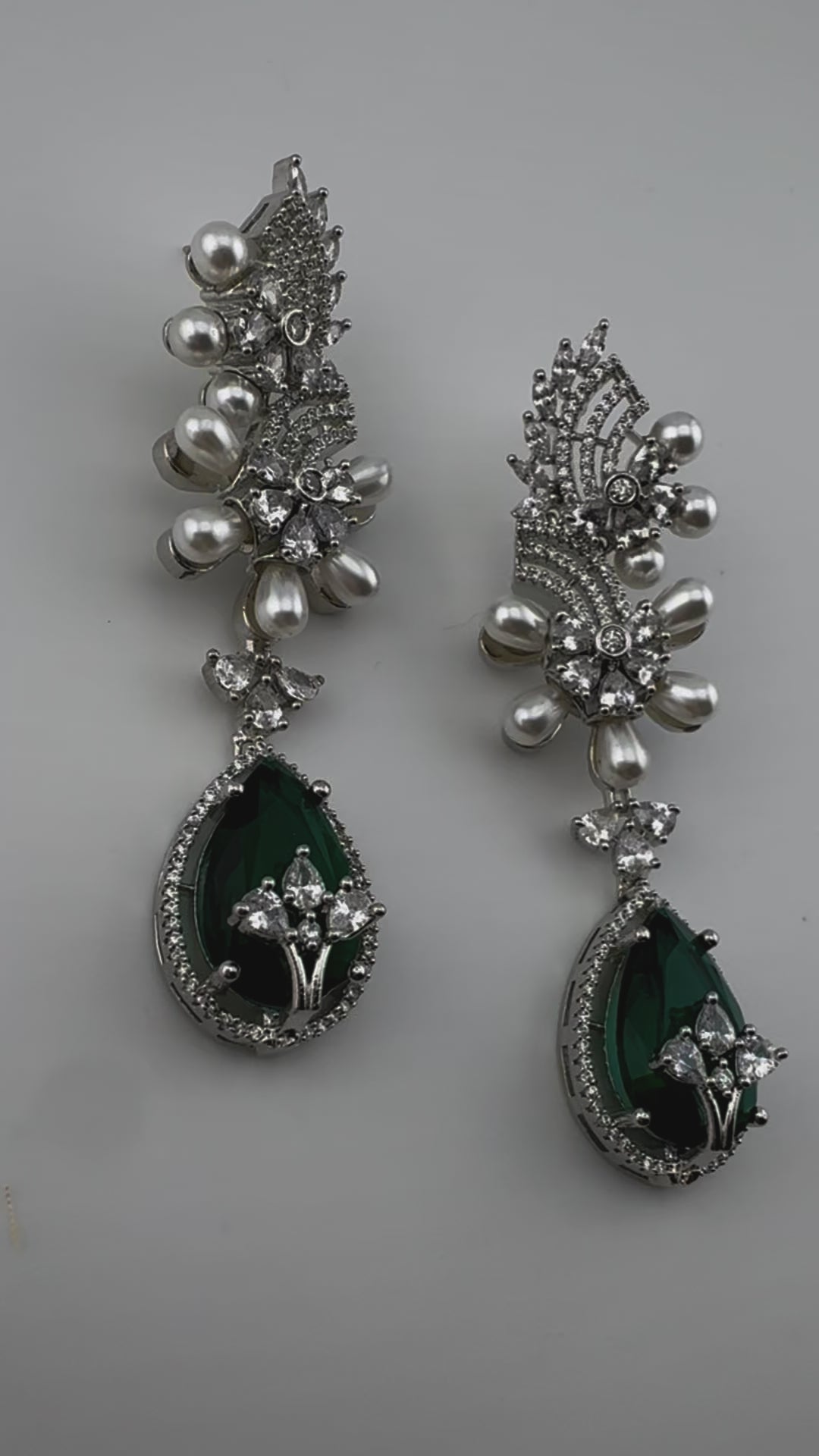 Premium Nano Setting Cubic Zirconia with Pearls is designer Inspired Statement Drop Dangle Long earring