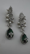 Premium Nano Setting Cubic Zirconia with Pearls is designer Inspired Statement Drop Dangle Long earring