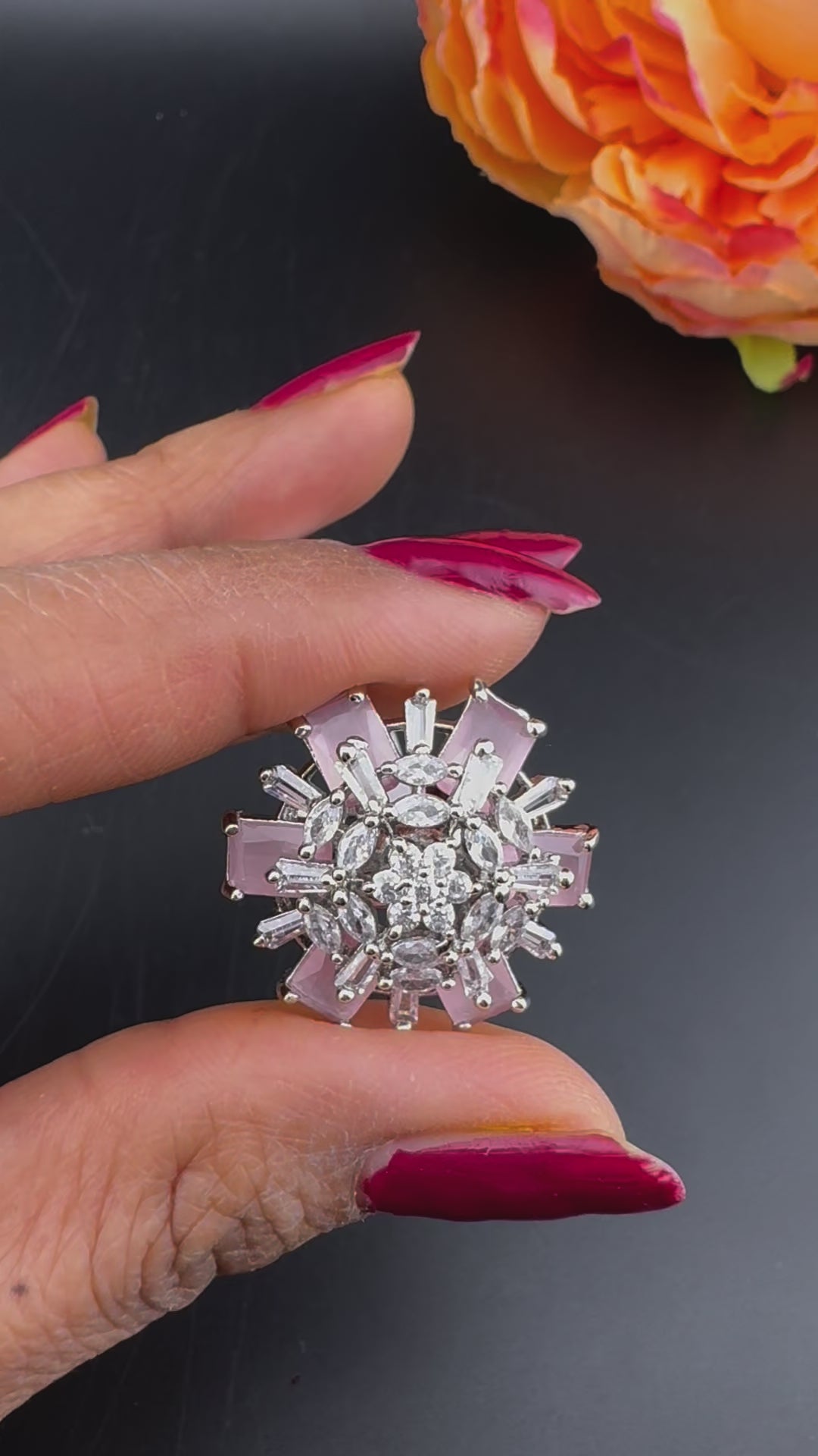 Premium Silver and Cubic Zirconia(AD) Adjustable Ring Adjustable Finger Ring