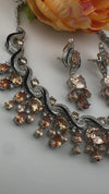 Premium Unique Swarovski Inspired Crystals and CZ champagne Bridal Necklace set with long earring/Indian jewelry/Collar Bridal Necklace set