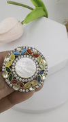 Adjustable Finger Ring with MOP, Multicolor stones, Victorian