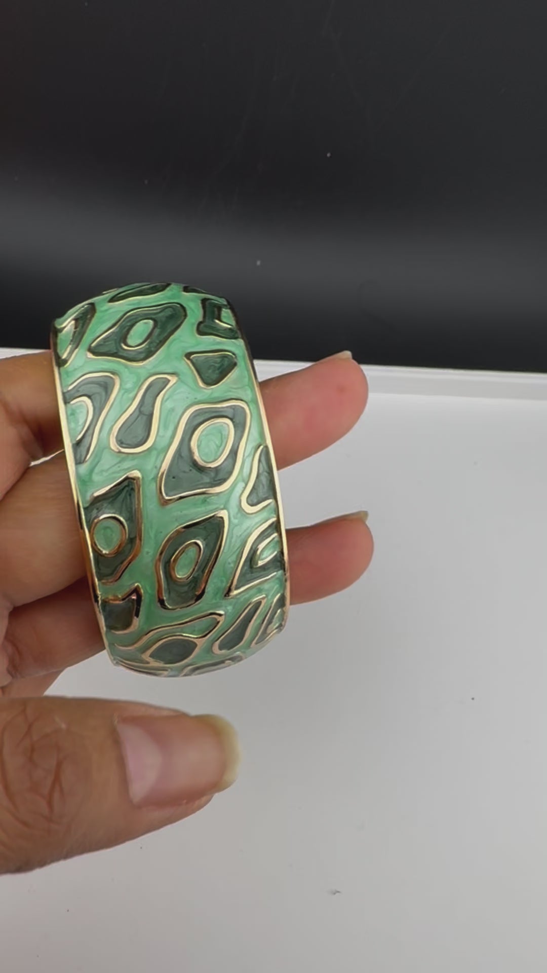 Openable Cuff Bracelet in Enamel and gold polish is Designer inspired Broad bangle/Indian Bracelet/Everyday Bracelet/Fits upto 2.6"