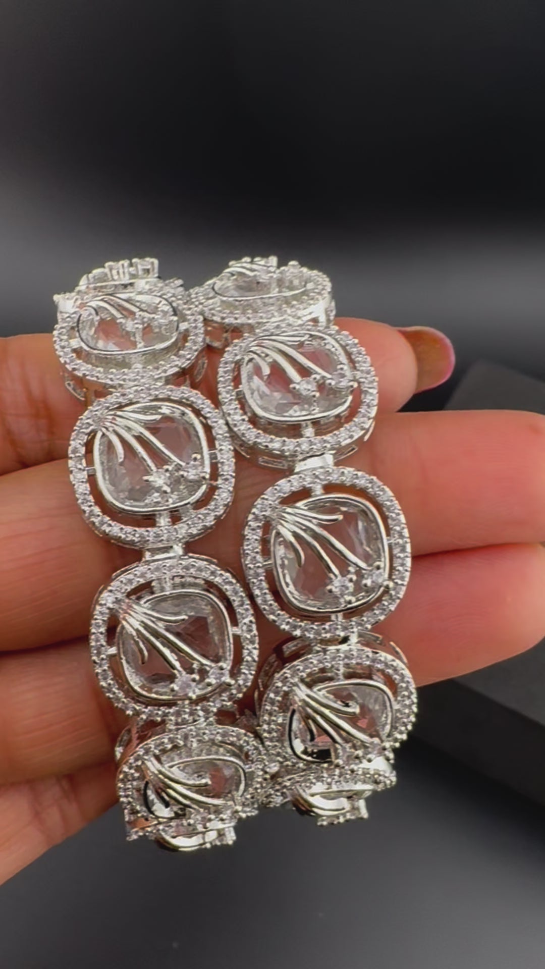 Gold and Silver Cubic Zirconia bangle is Designer inspired bangles set of 2/Indian Kada set