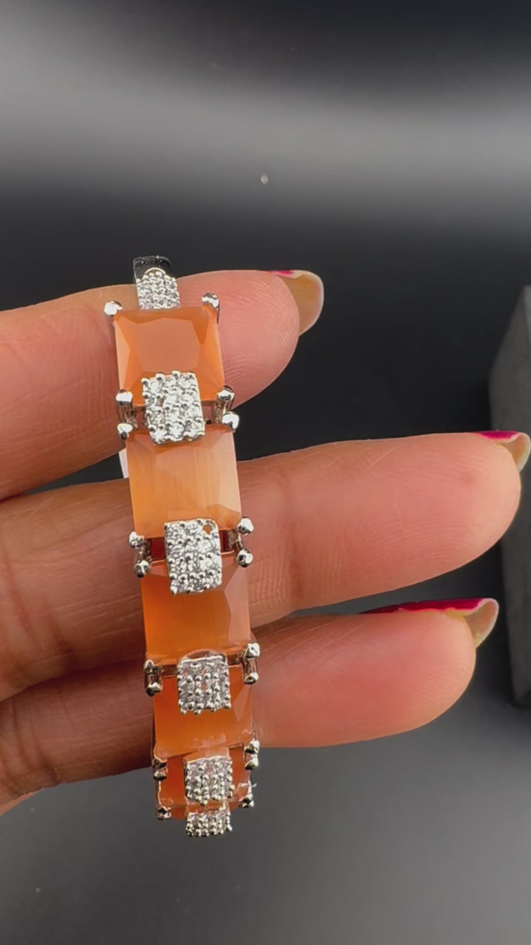 Openable Stone and Cubic Zirconia Bracelet Designer inspired Bracelet bangle Fits upto 2.6" wrist size