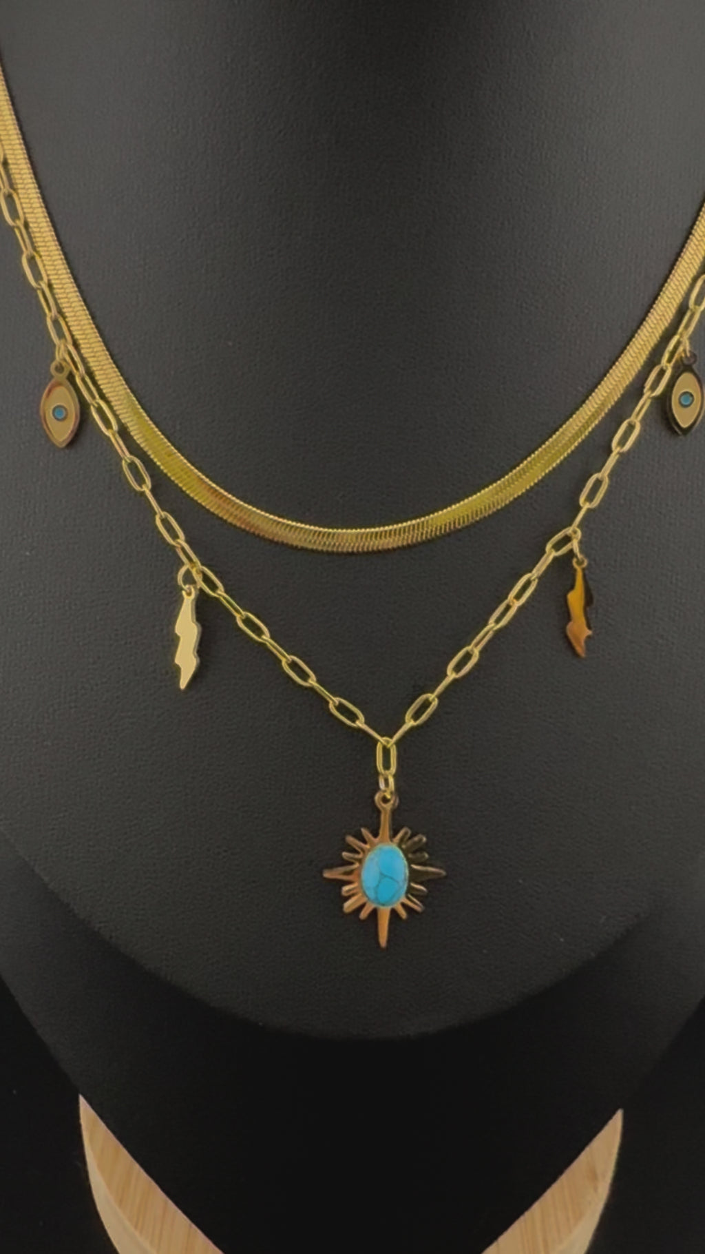 Anti-Tarnish Water resistant 18K Gold color plated multi-layer necklace/Office wear necklace/Everyday jewelry/Light weight everyday jewelry