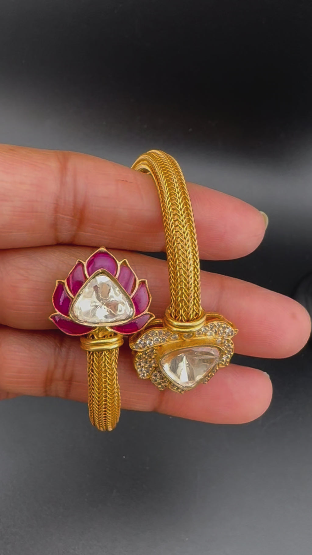 Premium Quality Openable Moissanite Kundan, cubic zirconia, Enamel is Designer inspired Bracelet