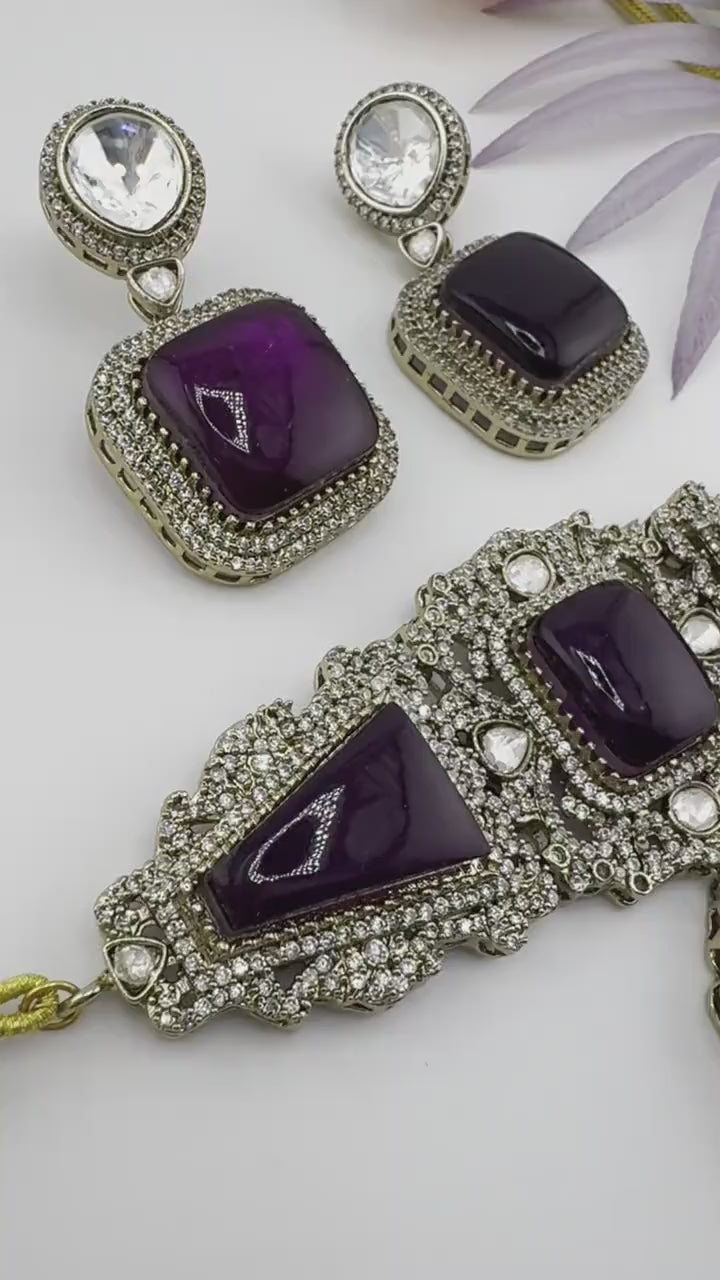 Premium Moissanite Kundan, CZ, Doublet stones Designer Choker necklace