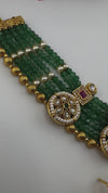 Amrapali Inspired Premium Rajwadi Neacklace set with Kundan, onyx beads in Matt Gold, Rani Haar