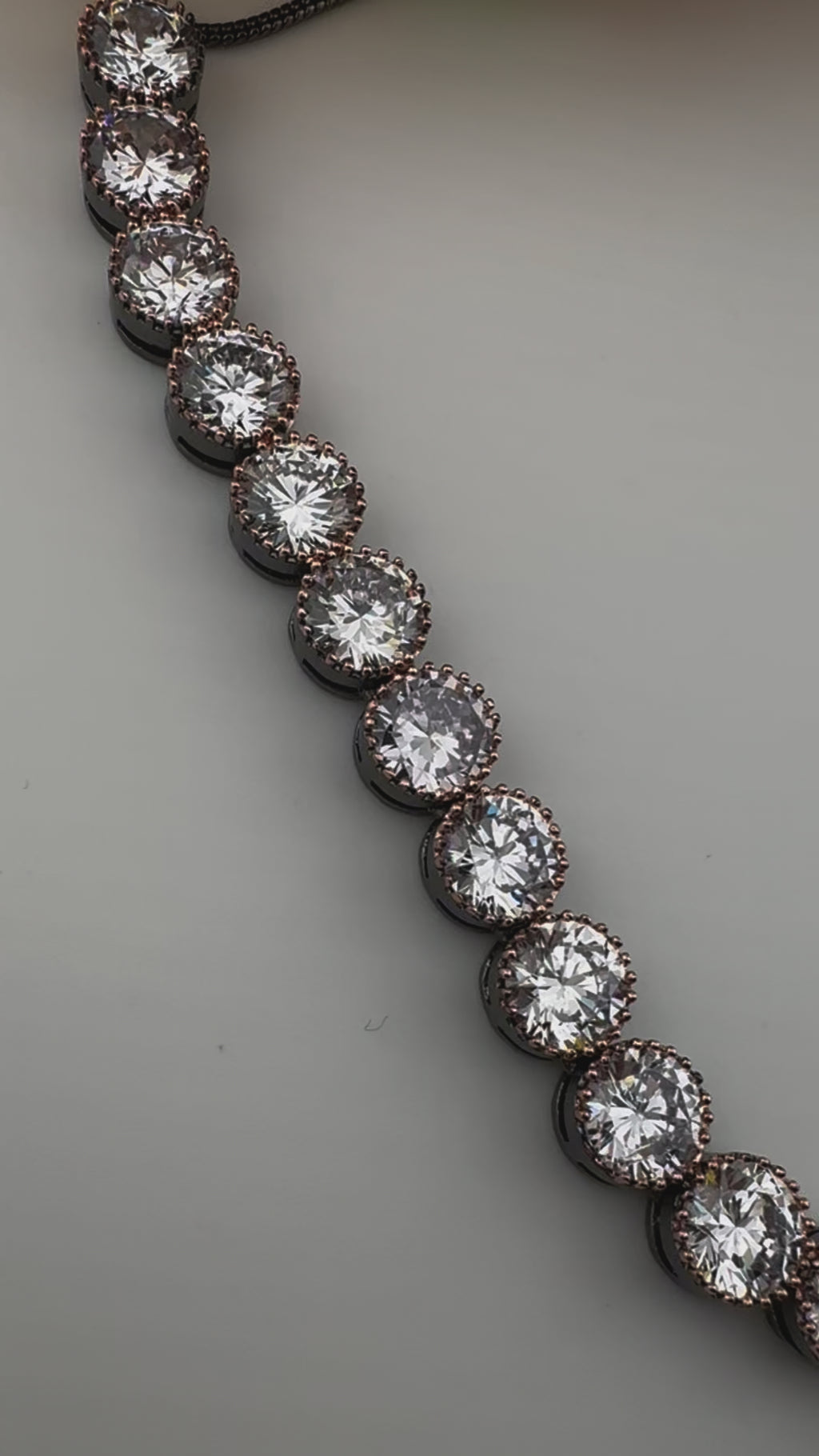 Premium Victorian American Diamond, Cubic Zirconia, Rose Gold, High Shine Sleek Necklace set with long earrings