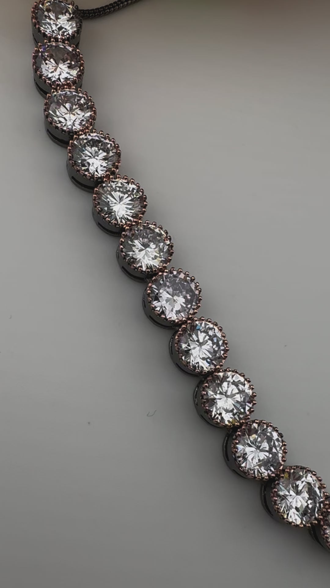 Premium Victorian American Diamond, Cubic Zirconia, Rose Gold, High Shine Sleek Necklace set with long earrings