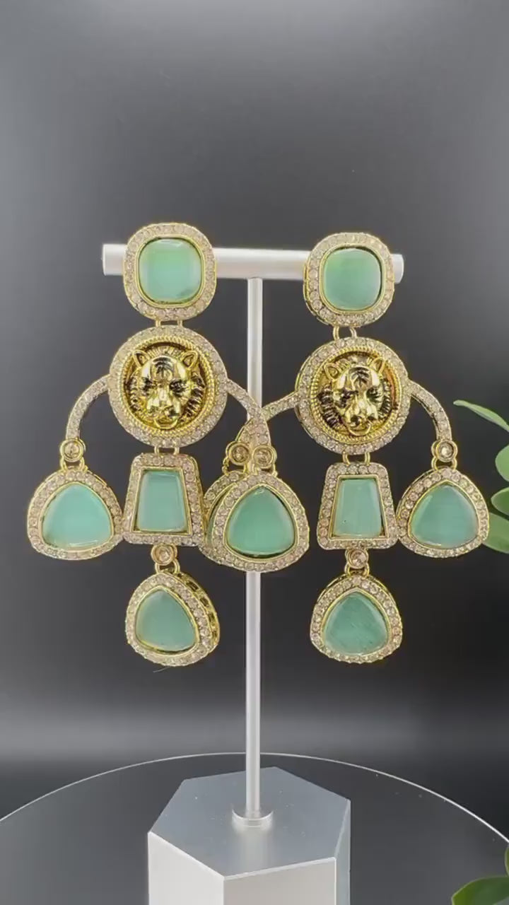 Inspired By Sabyasachi earrings Chand Bali , Long Chandelier earring