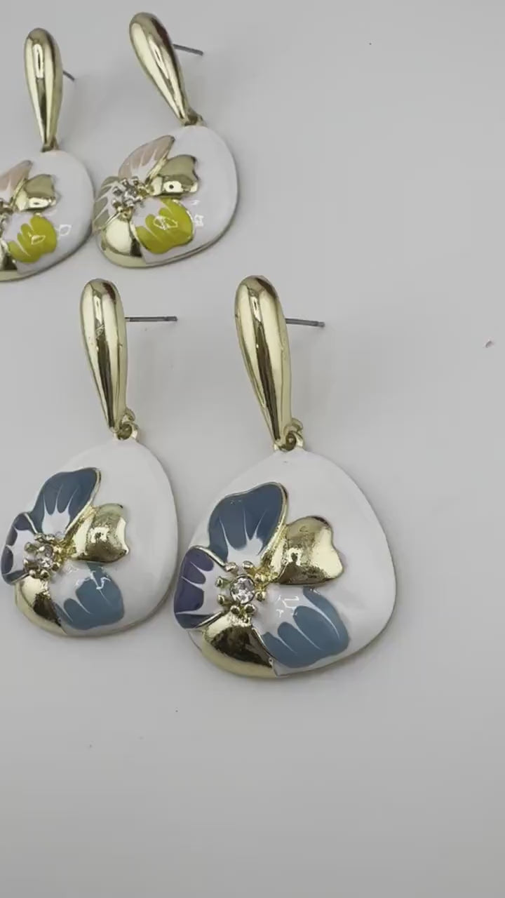High Quality Premium Enamel and gold Designer Drop Earrings